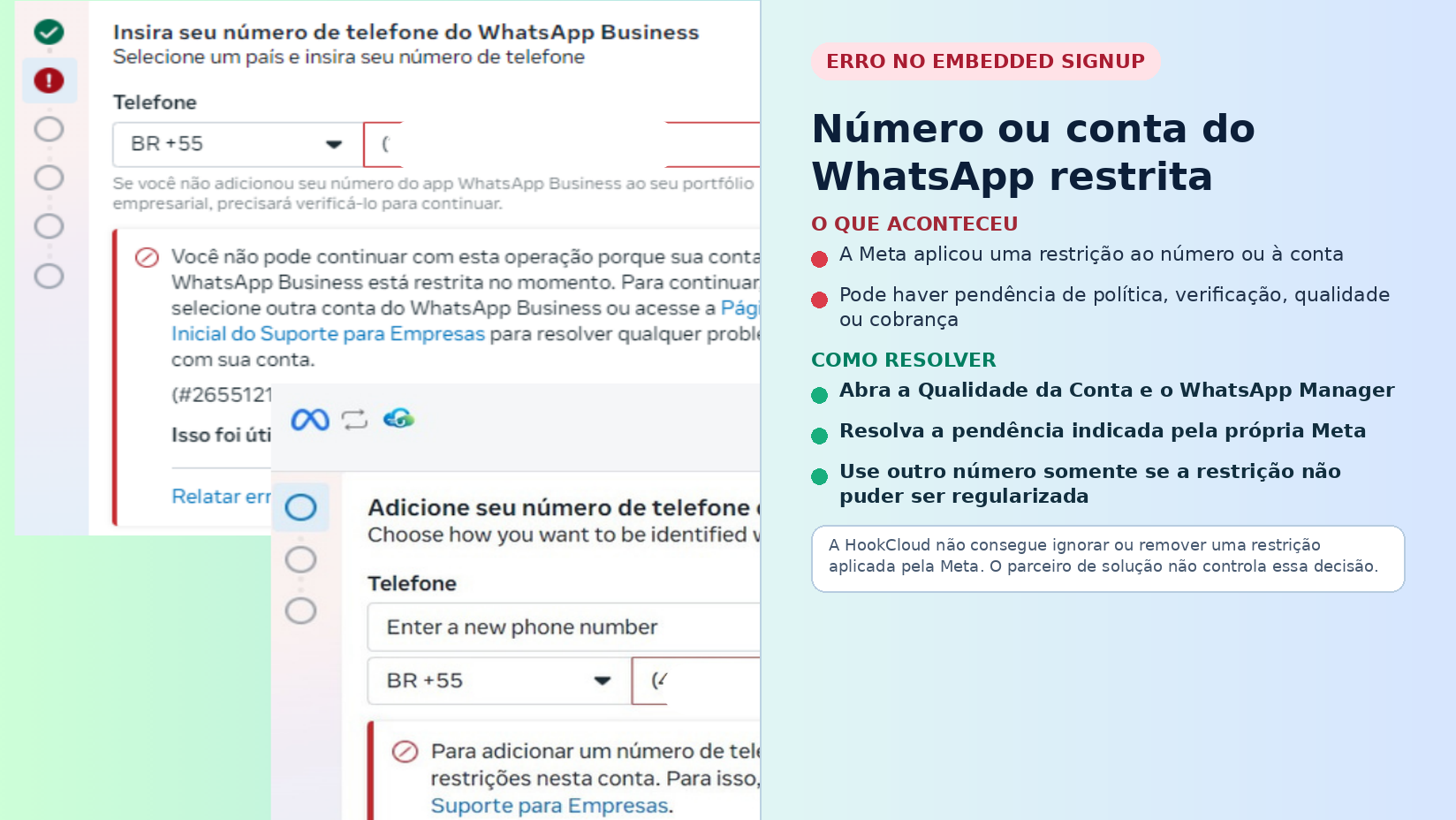 Erro de número ou conta do WhatsApp Business restrita na janela da Meta